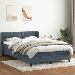 Cama com molas/colchão 160x210 cm veludo cinzento-escuro