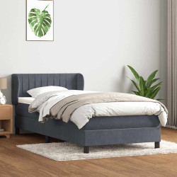 Cama com molas/colchão cinza-escuro 80x220 cm veludo