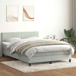 Cama com molas/colchão 160x210 cm veludo cinzento-claro