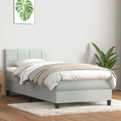 Cama com molas/colchão cinzento-claro 80x210 cm veludo