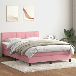 Cama box spring com colchão 160x210 cm veludo rosa