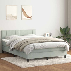 Cama com molas/colchão 160x210 cm veludo cinzento-claro