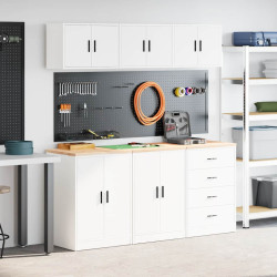 Armários de garagem 6 pcs derivados de madeira branco