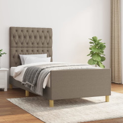 Estrutura de cama sem colchão 90x190 cm tecido cinzento
