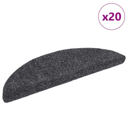 Tapetes de escada autoadesivos 20 peças 56x17x3 cm cinza escuro semicircular
