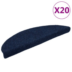 Tapetes de escada autoadesivos 20 peças 56x17x3 cm azul-marinho semicircular