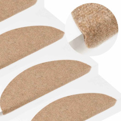 Tapetes de escada adesivos 30 pcs 56x17x3 cm bege