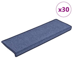 Tapetes de escada 30 peças 65x21x4 cm azul com borda retangular