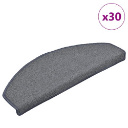 Tapetes de escada 30 peças 65x24x4 cm cinza claro e azul semicircular grande