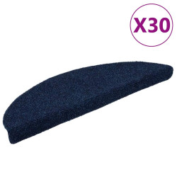 Tapetes de escada autoadesivos 30 peças 56x17x3 cm azul-marinho semicircular
