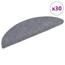 Tapetes de escada autoadesivos 30 peças 56x17x3 cm cinza claro semicircular