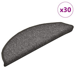 Tapetes de escada 30 peças 56x17x3 cm cinza escuro semicircular