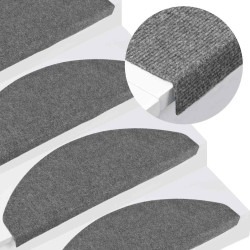 Tapetes de escada adesivos 30 pcs 65x22,5x3,5 cm cinzento