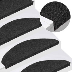 Tapetes de escada adesivos 20 pcs 65x22,5x3,5 cm preto