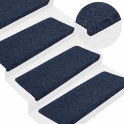 Tapetes de escada adesivos 30 pcs 65x24,5x3,5 cm azul