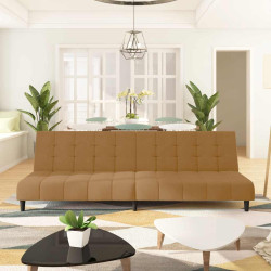 Sofá-cama de 2 lugares veludo castanho