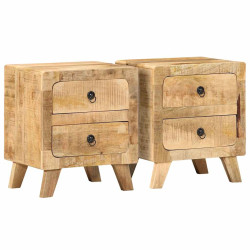 Mesas de cabeceira 2 pcs 40x32x46 cm mangueira áspera maciça