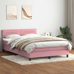 Cama com molas/colchão 140x210 cm veludo rosa