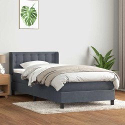 Cama com molas/colchão cinza-escuro 80x220 cm veludo