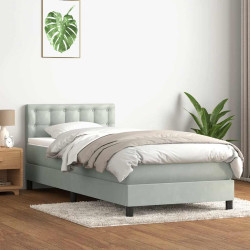 Cama com molas/colchão cinzento-claro 80x220 cm veludo