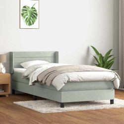 Cama com molas/colchão cinzento-claro 80x210 cm veludo