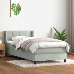 Cama com molas/colchão cinzento-claro 80x210 cm veludo