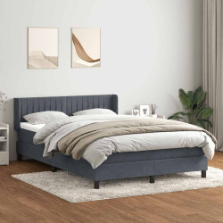 Cama com molas/colchão 160x210 cm veludo cinzento-escuro