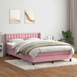 Cama box spring com colchão 160x210 cm veludo rosa