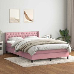 Cama box spring com colchão 160x210 cm veludo rosa