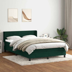 Cama com molas/colchão 160x220 cm veludo verde-escuro