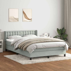 Cama com molas/colchão 160x210 cm veludo cinzento-claro