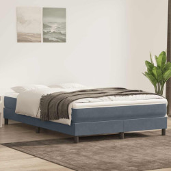 Cama com molas sem colchão 140x220 cm veludo cinzento-escuro