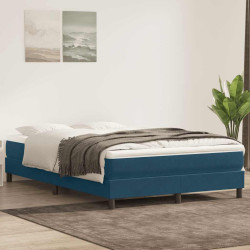 Cama com molas sem colchão 160x220 cm veludo azul-escuro
