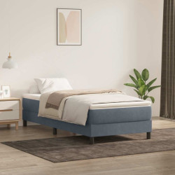 Cama com molas sem colchão 100x220 cm veludo cinzento-escuro