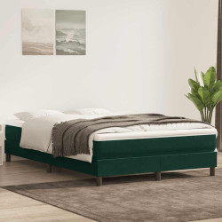 Cama com molas/colchão 160x220 cm veludo verde-escuro