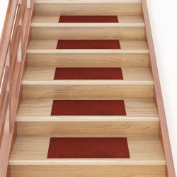 Tapetes de escada autoadesivos 30 peças 60x25 cm vermelho bordô retangular