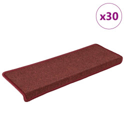 Tapetes de escada 30 peças 65x21x4 cm bordô com borda retangular