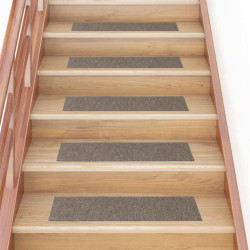 Tapetes de escada autoadesivos 30 peças 76x20 cm bege retangulares