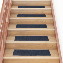 Tapetes de escada autoadesivos 30 peças 76x20 cm cinza azul retangular