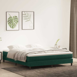 Cama com molas sem colchão 180x220 cm veludo verde-escuro