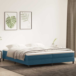 Cama com molas sem colchão 200x220 cm veludo azul-escuro
