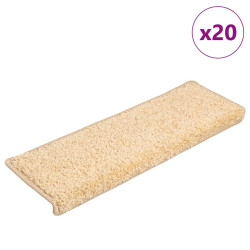 Tapetes de escada 20 peças 65x21x4 cm creme com borda retangular