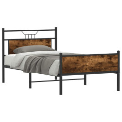 Estrutura de cama sem colchão 107x203 cm carvalho fumado