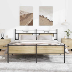 Estrutura de cama sem colchão 180x200cm metal carvalho sonoma