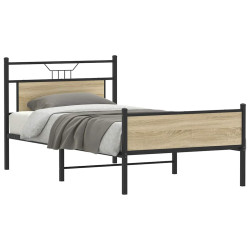 Estrutura de cama sem colchão 107x203 cm carvalho sonoma