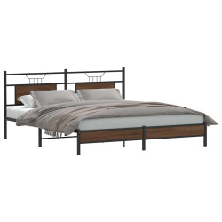 Estrutura de cama sem colchão 183x203 cm carvalho castanho