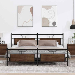 Estrutura cama sem colchão 200x200cm metal carvalho castanho