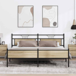 Estrutura de cama sem colchão 193x201cm metal carvalho sonoma
