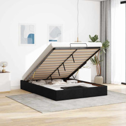 Estrutura de cama otomana sem colchão 140x190 cm tecido preto