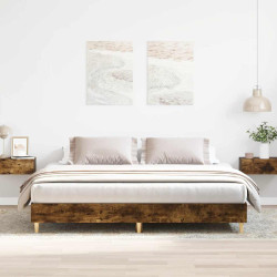 Estrutura de cama sem colchão 160x200 cm carvalho fumado